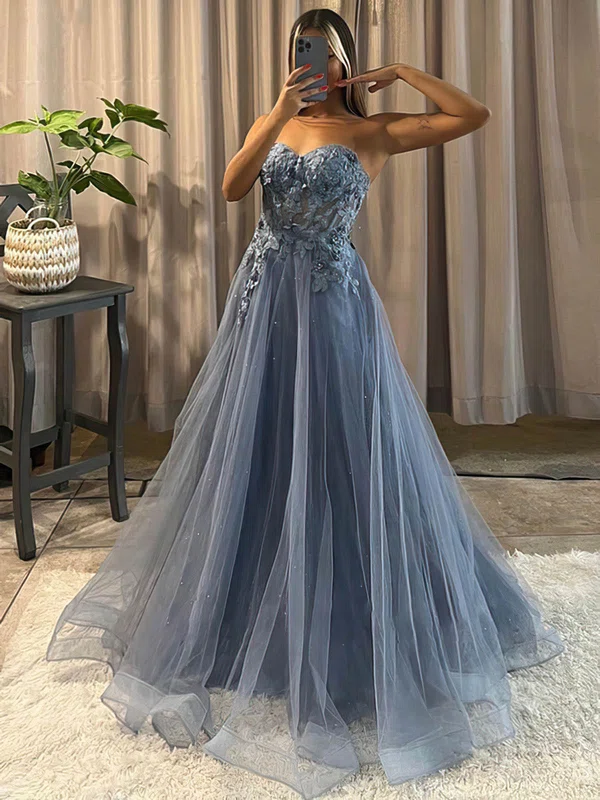 Ball Gown/Princess Sweetheart Tulle Floor-length Prom Dresses With Pearl Detailing #Milly020115750