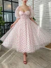 Ball Gown Sweetheart Tulle Puff Sleeves Long Homecoming Dresses #Milly020115845