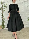 Ball Gown High Neck Satin Long Homecoming Dresses With Sleeves #Milly020115853