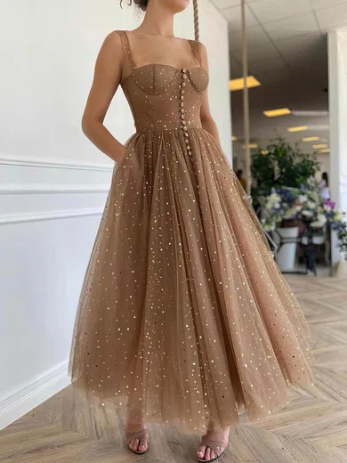 Ball Gown Square Neck Tulle Prom Dresses With Ruched #Milly020115869