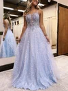 Square Neckline Tulle Floor-length Appliques Lace Prom Dresses #Milly020115917