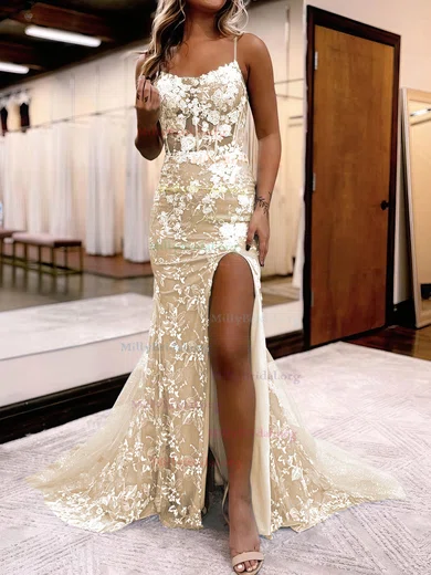 Tulle Trumpet Mermaid Mint High Neck Sparkle Prom Dress
