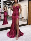 Sheath/Column Sweetheart Sequined Sweep Train Flower(s) Prom Dresses #Milly020115920