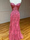 Trumpet/Mermaid Sweetheart Tulle Sweep Train Appliques Lace Prom Dresses #Milly020115972