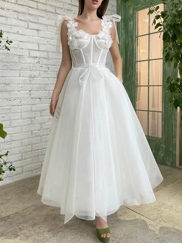 Ball Gown Sweetheart Tulle Tea-length Bow Prom Dresses #Milly020115976