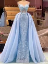 Sheath/Column Scoop Neck Organza Lace Watteau Train Prom Dresses With Appliques Lace #Milly020116005