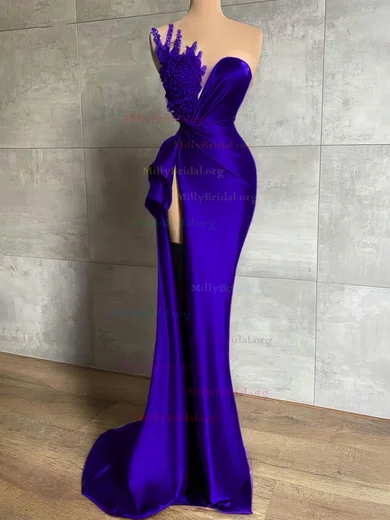 Sequin Sheath Column Blue Bow Beading Prom Dress