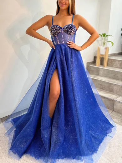 Ball Gown Sweetheart Tulle Floor-length Corset Prom Dresses With Beading #Milly020116028