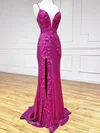 Mermaid V-neck Backless Sparkly Sequin Prom Dresses With 3D Floral #Milly020116029