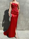 Sheath/Column One Shoulder Satin Prom Dresses With Ruched #Milly020116055
