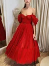 Ball Gown Off-the-shoulder Tulle Ankle-length Ruffles Prom Dresses #Milly020116074