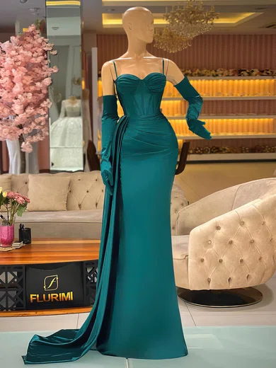 Sheath/Column Sweetheart Satin Corset Prom Dresses With Ruched #Milly020116090