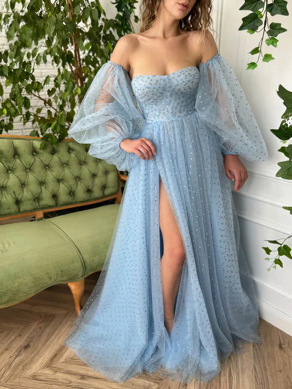 Ball Gown Off-the-shoulder Tulle Prom Dresses With Puff Sleeve #Milly020116108