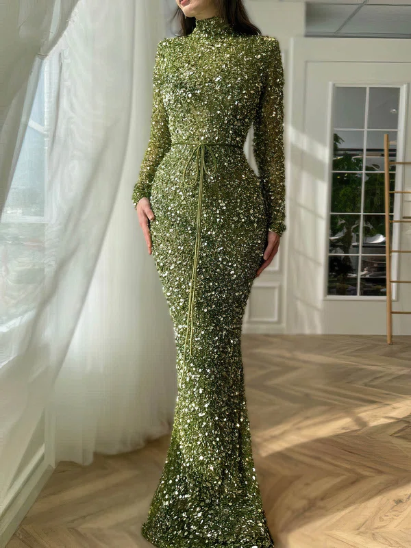 Sparkly Sheath/Column Sequin Long Sleeve Formal Dresses PT020116109