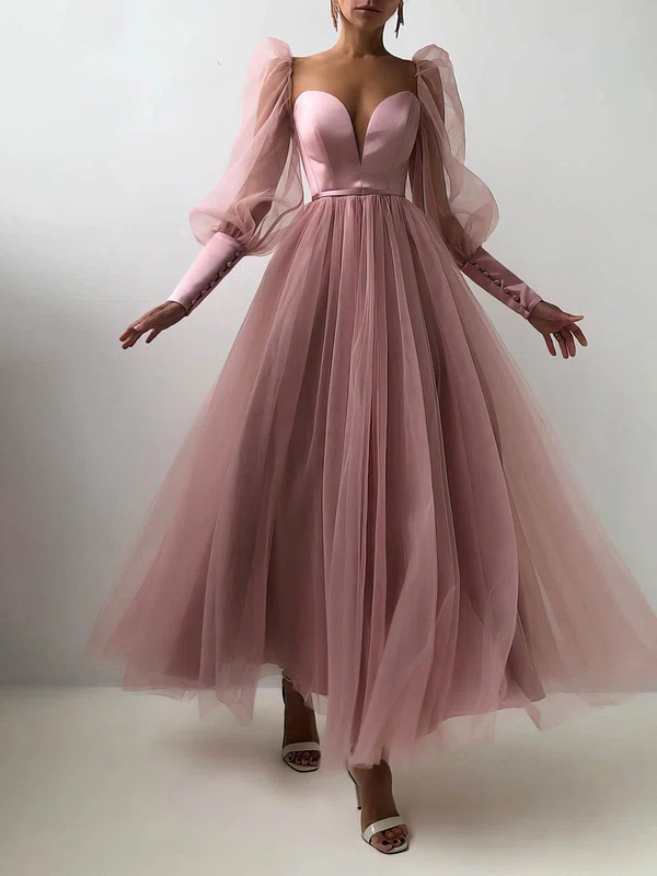 Ball Gown V-neck Tulle Long Sleeves Long Homecoming Dresses #Milly020116145