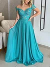 A-line Off-the-shoulder Chiffon Floor-length Prom Dresses With Lace #Milly020116181
