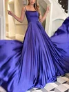 Ball Gown Square Neckline Silk-like Satin Sweep Train Prom Dresses #Milly020116184
