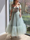 Ball Gown Off-the-shoulder Tulle Ankle-length Ruffles Prom Dresses #Milly020116200