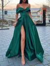 Ball Gown Off-the-shoulder Satin Prom Dresses With Ruched #Milly020116208