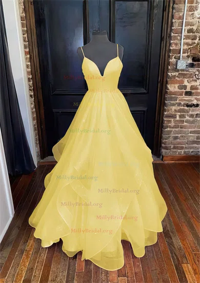 Colorful Sequin Sweetheart Yellow Tulle Ruffles Homecoming Dress
