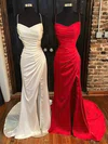 Sheath/Column V-neck Satin Prom Dresses With Ruched #Milly020116301
