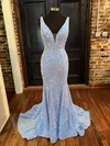 Mermaid V-neck Backless Sparkly Sequin Prom Dresses #Milly020116319