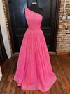 Ball Gown One Shoulder Sequined Sweep Train Prom Dresses With Ruffles #Milly020116329