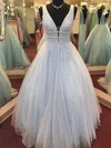 Ball Gown V-neck Glitter Sweep Train Sashes / Ribbons Prom Dresses #Milly020116423