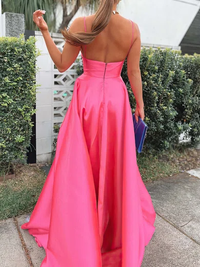 Ball Gown V-neck Satin Prom Dresses With Ruched #Milly020116478