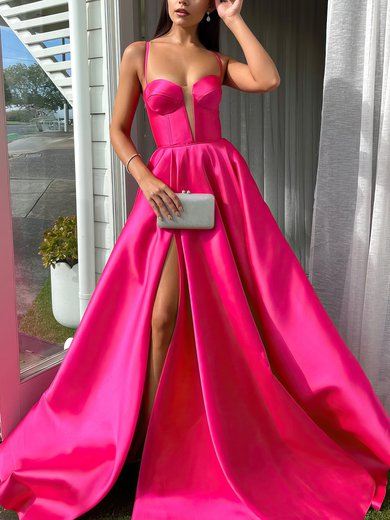 Ball Gown Sweetheart Satin Sweep Train Split Front Prom Dresses #Milly020116479