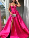 Ball Gown Sweetheart Satin Sweep Train Split Front Prom Dresses #Milly020116479