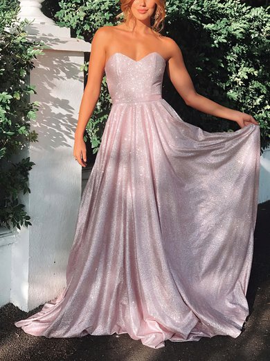 Ball Gown Sweetheart Shimmer Crepe Sweep Train Prom Dresses #Milly020116481