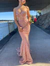 Trumpet/Mermaid Sweetheart Velvet Sequins Sweep Train Prom Dresses #Milly020116483