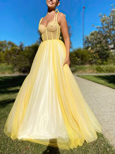 Ball Gown Sweetheart Tulle Sweep Train Prom Dresses With Bow #Milly020116498