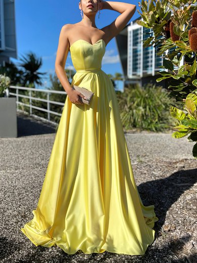 Ball Gown Sweetheart Satin Sweep Train Prom Dresses #Milly020116509