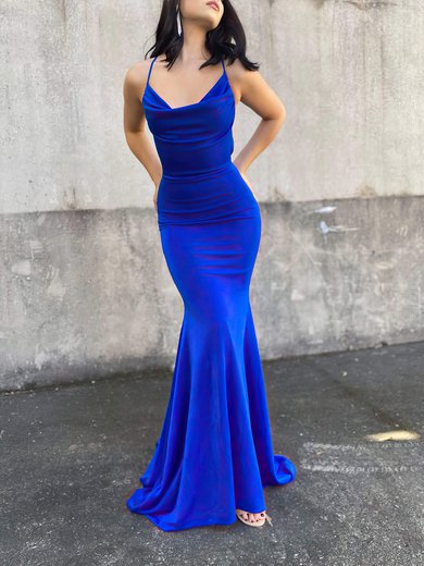 Trumpet/Mermaid Cowl Neck Stretch Crepe Sweep Train Prom Dresses #Milly020116525