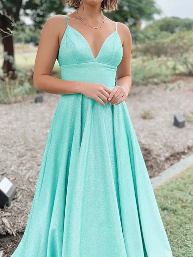 Ball Gown V-neck Shimmer Crepe Sweep Train Formal Dresses PT020116539