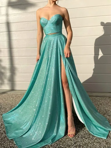 Ball Gown Strapless Glitter Two Piece Prom Dresses #Milly020116542