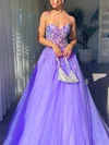 Ball Gown Sweetheart Tulle Sweep Train Prom Dresses With Appliques Lace #Milly020116570