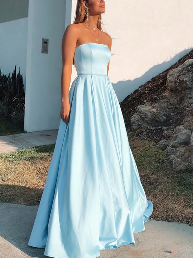 Ball Gown Straight Satin Floor-length Prom Dresses #Milly020116572