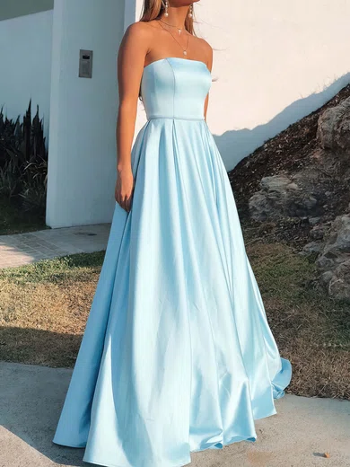 Ball Gown Satin Floor-length Strapless Prom Dresses #Milly020116572