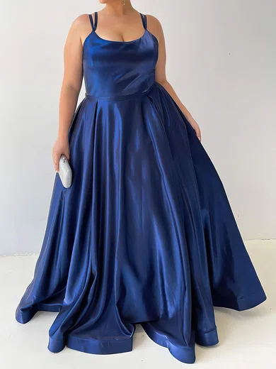 Ball Gown Scoop Neck Satin Floor-length Prom Dresses #SALEMilly020116580
