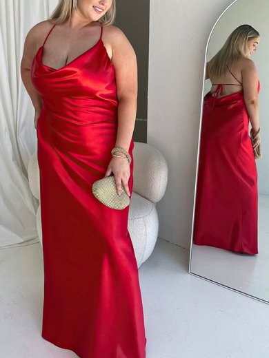 Sheath/Column Cowl Neck Silk-like Satin Floor-length Prom Dresses #Milly020116586