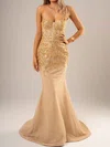 Sheath/Column Sweetheart Glitter Sweep Train Appliques Lace Prom Dresses #Milly020116611