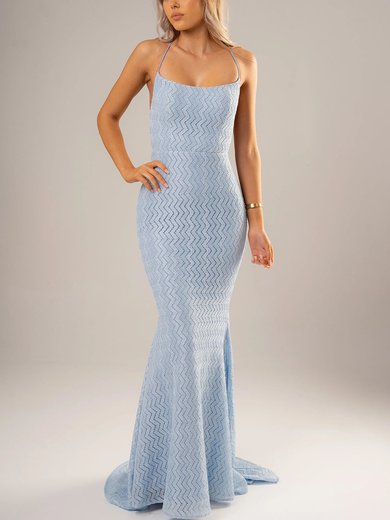 Trumpet/Mermaid Scoop Neck Lace Sweep Train Prom Dresses #Milly020116612