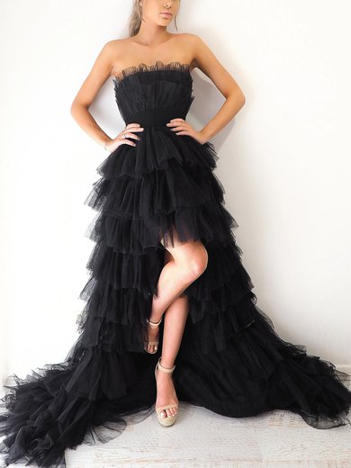 Ball Gown/Princess Asymmetrical Straight Tulle Sashes / Ribbons Prom Dresses #Milly020116621