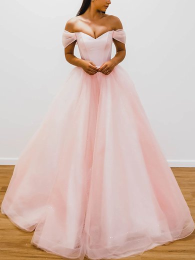 Ball Gown Off-the-shoulder Glitter Sweep Train Prom Dresses #Milly020116674