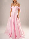 Ball Gown Off-the-shoulder Satin Sweep Train Bow Prom Dresses #Milly020116683
