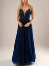 Ball Gown V-neck Glitter Tulle Floor-length Appliques Lace Prom Dresses #Milly020116689