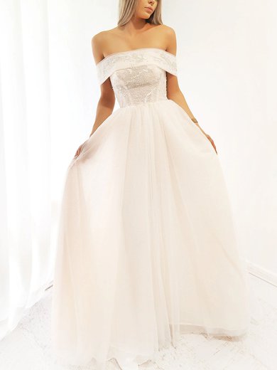 Ball Gown Off-the-shoulder Glitter Sweep Train Prom Dresses #Milly020116707